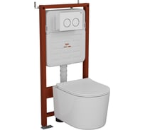 Комплект BAU 6 в 1 Bauedge: усиленная инсталляция BAU IDEAL, унитаз подвесной безободковый Bau Hotel PRO, сиденье микролифт, клавиша BAU Round, белый/хром E458103-NM0003-PRO-E00116