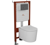 Комплект BAU 6 в 1 Bauedge: усиленная инсталляция BAU IDEAL, унитаз подвесной безободковый Bau Hotel PRO, сиденье микролифт, клавиша BAU Strike Gun Grey, темно-серый E458103-E00121-NM0003-PRO