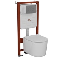 Комплект BAU 6 в 1 Bauedge: усиленная инсталляция BAU IDEAL, унитаз подвесной безободковый Bau Hotel PRO, сиденье микролифт, клавиша BAU Wheel антивандальная, нерж. сталь брашированная, E458103-NM0003-PRO-E00118