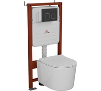 Комплект BAU 6 в 1 Bauedge: усиленная инсталляция BAU IDEAL, унитаз подвесной безободковый Bau Hotel PRO, сиденье микролифт, клавиша BAU Strike, черная матовая E458103-NM0003-PRO-E00103