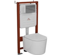 Комплект BAU 6 в 1 Bauedge: усиленная инсталляция BAU IDEAL, унитаз подвесной безободковый Bau Hotel PRO, сиденье микролифт, клавиша BAU Light антивандальная, нерж. сталь хром E458103-NM0003-PRO-E00105