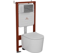 Комплект BAU 6 в 1 Bauedge: усиленная инсталляция BAU IDEAL, унитаз подвесной безободковый Bau Hotel PRO, сиденье микролифт, клавиша BAU Round, хром E458103-NM0003-PRO-E00113