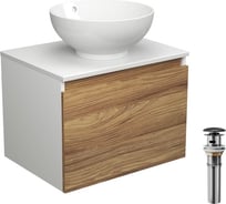 Тумба с раковиной и выпуском Bauedge (тумба подвесная Bau Dream 60 + раковина чаша BAU Dream D41, белая, выпуск клик-клак, черный) BD1633