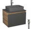 Комплект Bauedge тумба подвесная Bau Dream Blackwood графит 60, 1 ящик, раковина прямоугольная BAU Hotel 48х37, темно-серая матовая, смеситель Hotel Stil, нерж. сталь, выпуск клик-клак, хром BD3134 1