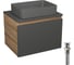 Комплект Bauedge тумба подвесная Bau Dream Blackwood графит 60, 1 ящик, раковина прямоугольная BAU Hotel 48х37, темно-серая матовая, выпуск клик-клак, хром BD3132 1