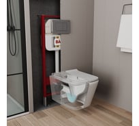 Рамная инсталляция для подвесного унитаза Bauedge BAU NEO 45 кнопка смыва BAU Stil антивандальная для системы двойного слива, нержавеющая сталь, сатин NEO45700-Q00009