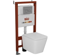 Комплект Bauedge BAU 6 в 1: инсталляция BAU PRO, унитаз подвесной безободковый вихревой со скрытым сливом Bau Stil Hurricane3, сиденье дюропласт микролифт, клавиша BASIC хром Q111300-BS0001-HQ3-01.02.19