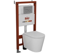 Комплект Bauedge BAU 6 в 1: инсталляция BAU PRO, унитаз подвесной безободковый вихревой со скрытым сливом Bau Nimb Hurricane3, сиденье дюропласт микролифт, клавиша BASIC хром Q111300-BK0001-HQ3-01.02.19