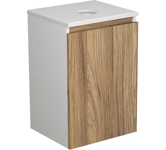 Комплект для ванной Bauedge Bau Dream тумба Bau Dream Blackwood 40, раковина BAU Mini 38x24, смеситель для раковины Potato Hotel, выпуск клик-клак, белый BD1158