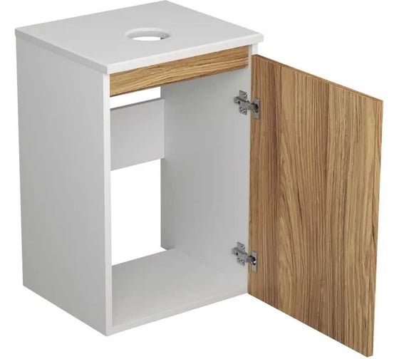 Комплект для ванной Bauedge Bau Dream тумба Bau Dream Blackwood 40, раковина BAU Mini 38x24, смеситель для раковины Potato Hotel, выпуск клик-клак, белый BD1158