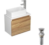 Комплект для ванной Bauedge Bau Dream тумба Bau Dream Blackwood 50, раковина BAU Mini 38х24, смеситель для раковины Diadonna Dream, латунь, выпуск клик-клак, хром BD1267