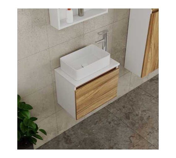 Комплект для ванной Bauedge Bau Dream тумба Bau Dream Blackwood 50, раковина BAU Mini 38x24, смеситель для раковины Diadonna Dream, латунь, выпуск клик-клак, белый BD1269