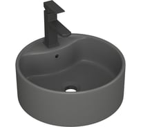 Раковина накладная со смесителем Bauedge ( BAU Element D41, темно-серый матовый + смеситель Hotel Black, черный) YBD2567