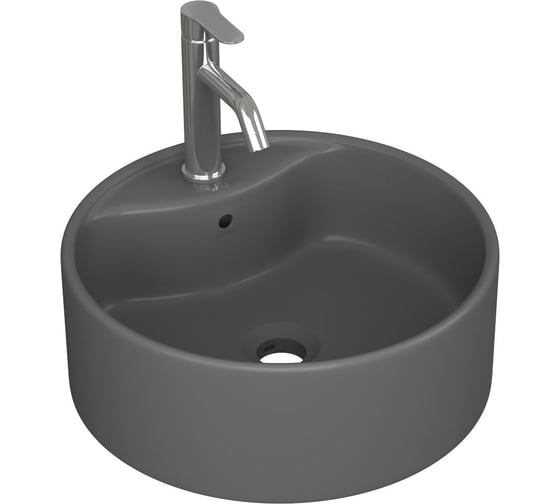 Раковина накладная со смесителем Bauedge ( BAU Element D41, темно-серый матовый + смеситель Dream, нержавеющая сталь) YBD2568