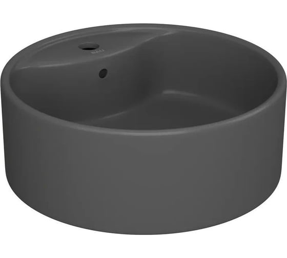 Раковина круглая накладная Bauedge BAU Element D41, с отверстием под смеситель, темно-серая матовая NS0001-DG