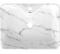 Раковина накладная со смесителем Bauedge (прямоугольная BAU Cerama 48x37, мрамор + смеситель Hotel Still, нержавеющая сталь) YBD2551