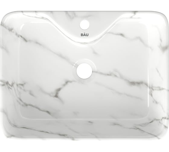 Раковина накладная со смесителем Bauedge (прямоугольная BAU Cerama 48x37, мрамор + смеситель Hotel Still, нержавеющая сталь) YBD2551 1