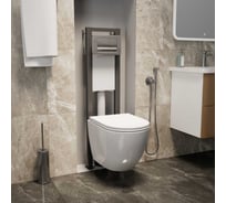 Сет 1 (инсталляция + кнопка смыва хром + унитаз подвесной + сиденье дюропласт) GreenStone Викент белый 4в1 GRS-SET-01