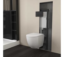 Сет 21 (инсталляция + кнопка смыва чёрная + унитаз подвесной + сиденье дюропласт) GreenStone Викент белый 4 в 1 GRS-SET-21