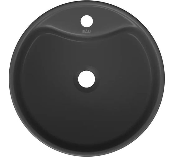 Раковина накладная Bauedge BAU Element D41, с отверстием под смеситель, темно-серый матовый + выпуск клик-клак, черный YBD2572 1