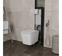 Сет 18 (инсталляция + кнопка смыва белая + унитаз подвесной + сиденье дюропласт) GreenStone Монерон белый 4 в 1 GRS-SET-18