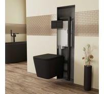 Сет 11 (инсталляция + кнопка смыва чёрная + унитаз подвесной + сиденье дюропласт) GreenStone Монерон черный 4в1 GRS-SET-11