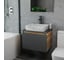 Комплект Bauedge тумба Bau Dream Blackwood графит 60, 1 ящик, раковина прямоугольная BAU Hotel 48х37, мрамор, смеситель Hotel Stil, черный матовый BD3109 1