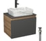 Комплект Bauedge тумба Bau Dream Blackwood графит 60, 1 ящик, раковина прямоугольная BAU Hotel 48х37, мрамор, смеситель Hotel Stil черный, выпуск клик клак BD3116 1