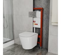 Комплект Bauedge BAU 6 в 1: инсталляция BAU PRO, унитаз подвесной безободковый Bau Nimb LUX, быстросъемное тонкое сиденье дюропласт микролифт с нержавеющей вставкой, клавиша BASIC хром Q111300-BK0001-LUX-01.02.19