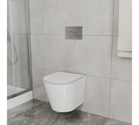 Комплект Bauedge BAU 6 в 1: инсталляция BAU PRO, унитаз подвесной безободковый Bau Nimb LUX, быстросъемное тонкое сиденье дюропласт микролифт с нержавеющей вставкой, клавиша BASIC хром Q111300-BK0001-LUX-01.02.19
