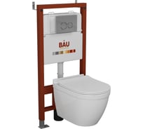 Комплект Bauedge BAU 6 в 1: инсталляция BAU PRO, унитаз подвесной безободковый Bau Mif PRO, быстросъемное сиденье микролифт, клавиша BASIC хром Q111300-NT0002-PRO-01.02.19