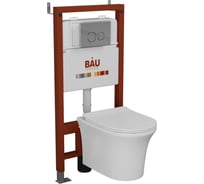 Комплект Bauedge BAU 6 в 1: инсталляция BAU PRO, унитаз подвесной безободковый Bau Spectrum PRO, быстросъемное сиденье микролифт, клавиша BASIC хром Q111300-NP0001-PRO-01.02.19