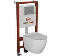 Комплект Bauedge BAU 6 в 1: инсталляция BAU PRO, унитаз подвесной безободковый Bau Dream PRO, быстросъемное тонкое сиденье дюропласт микролифт, клавиша BASIC хром Q111300-NL0001-PRO-01.02.19