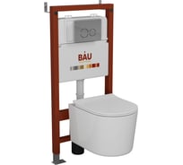 Комплект Bauedge BAU 6 в 1: инсталляция BAU PRO, унитаз подвесной безободковый Bau Hotel PRO, быстросъемное сиденье микролифт, клавиша BASIC хром Q111300-NM0003-PRO-01.02.19