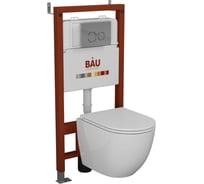 Комплект Bauedge BAU 6 в 1: инсталляция BAU PRO, унитаз подвесной безободковый торнадо обратного потока Bau Dream 52х36 Hurricane-2, быстросъемное тонкое сиденье дюропласт микролифт, клавиша BASIC хром Q111300-BL0001-HQ2-01.02.19