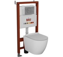 Комплект Bauedge BAU 6 в 1: инсталляция BAU PRO, унитаз подвесной безободковый Bau Dream PRO, быстросъемное тонкое сиденье дюропласт микролифт, клавиша Omega хром Q111300-NL0001-PRO-01.02.10