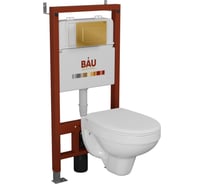 Комплект BAU 6 в 1 Bauedge: инсталляция BAU PRO, унитаз подвесной Rio Luxe 52х35 сиденье микролифт, клавиша BAU Stil, золото Q111300-30745-Q00013