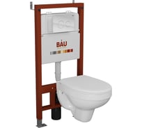 Комплект BAU 6 в 1 Bauedge: инсталляция BAU PRO, унитаз подвесной Rio Luxe 52х35 сиденье микролифт, клавиша из стекла BAU Dream белая Q111300-30745-Q00010