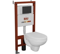Комплект BAU 6 в 1 Bauedge: инсталляция BAU PRO, унитаз подвесной Rio Luxe 52х35 сиденье микролифт, клавиша BAU Stil черная матовая Q111300-30745-Q00003