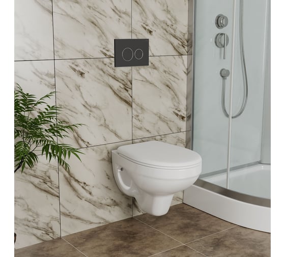 Комплект BAU 6 в 1 Bauedge: инсталляция BAU PRO, унитаз подвесной Rio Luxe 52х35 сиденье микролифт, клавиша BAU Dream черная матовая Q111300-30745-Q00005