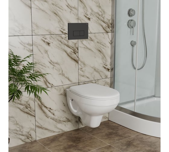 Комплект BAU 6 в 1 Bauedge: инсталляция BAU PRO, унитаз подвесной Rio Luxe 52х35 сиденье микролифт, клавиша BAU Hotel черная матовая Q111300-30745-Q00008