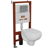 Комплект BAU 6 в 1 Bauedge: инсталляция BAU PRO, унитаз подвесной Rio Luxe 52х35 сиденье микролифт, клавиша BAU Hotel хром Q111300-30745-Q00007