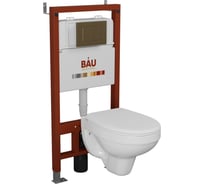 Комплект BAU 6 в 1 Bauedge: инсталляция BAU PRO, унитаз подвесной Rio Luxe 52х35 сиденье микролифт, клавиша BAU Stil бронза Q111300-30745-Q00012