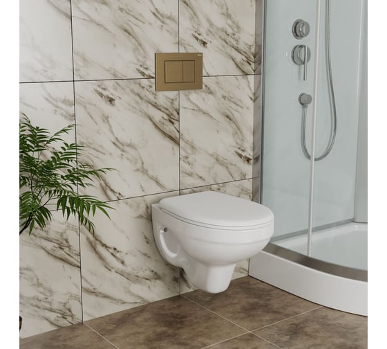 Комплект BAU 6 в 1 Bauedge: инсталляция BAU PRO, унитаз подвесной Rio Luxe 52х35 сиденье микролифт, клавиша BAU Stil бронза Q111300-30745-Q00012