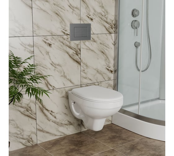 Комплект BAU 6 в 1 Bauedge: инсталляция BAU PRO, унитаз подвесной Rio Luxe 52х35 сиденье микролифт, клавиша BAU Stil сатин Q111300-30745-Q00009