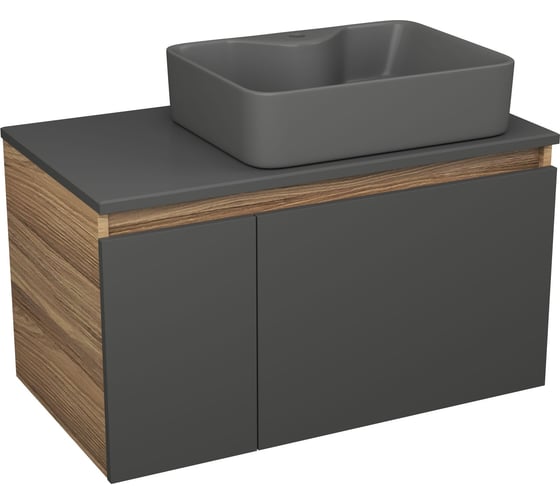 Комплект Bauedge: тумба Bau Dream Blackwood графит 80, раковина BAU Cerama 48х37 темно-серая BD2891