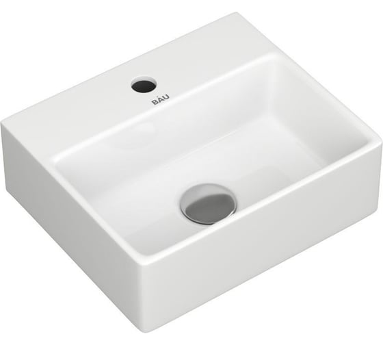 Тумба Bauedge Bau Dream Blackwood 35 с ящиком, графит, раковина BAU Cerama Mini 33x28, белая, смеситель Hotel Dream нерж. сталь SD4412