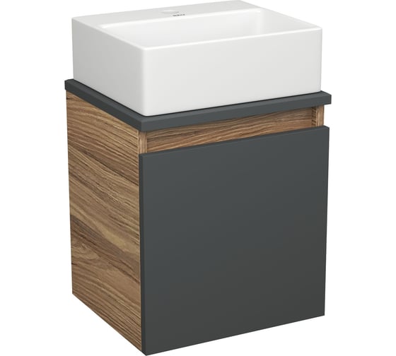 Тумба Bauedge Bau Dream Blackwood 35 с ящиком, графит, раковина BAU Cerama Mini 33x28, белая SD4409 1