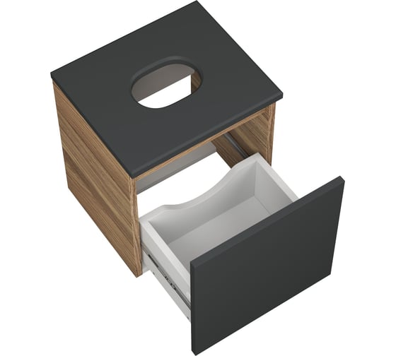 Тумба Bauedge Bau Dream Blackwood 35 с ящиком, графит, раковина BAU Mini 24x24, выпуск клик клак белый SD4003