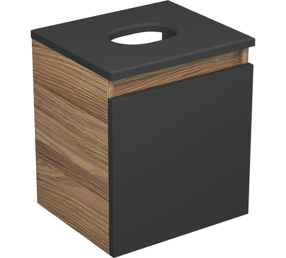 Тумба Bauedge Bau Dream Blackwood 35 с ящиком, графит, раковина BAU Mini 24x24, выпуск клик клак белый SD4003